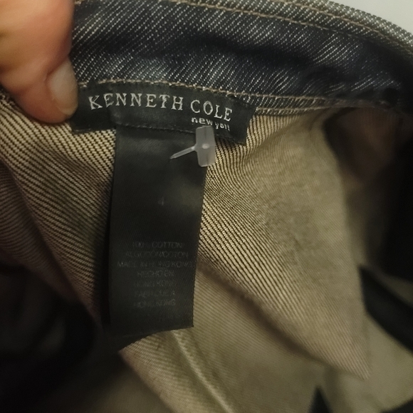 KENNETH COLE Jeans Jacket Asymmetrical Zip Snap Cuffs & Collar Sz 4 - Picture 6 of 8